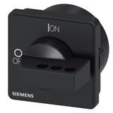 rotary operating mechanism, actuating lever black, defeatable, 66x66 mm, lockable in 0-position, for four-hole front