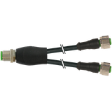 Y-Distributor M12 male / M12 female 0° A-cod. PUR 4x0.34 bk 0.15m