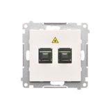 Double fiber optic sockets, white matt