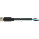 M8 female 0° A-cod. with cable PUR 3x0.25 bk +robot+drag ch. 1.5m