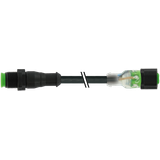 M12 male 0° / M12 female 0° A-cod. LED V4A FEP 5xAWG22 bk 5m