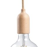 Wooden lamp holder E27 Kit with concealed cable clamp