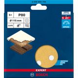 EXPERT C47 Sandpaper with 8 holes for Random Orbital Sanders 115 mm, G 8 5-pc