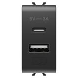 USB CHARGER - A+C TYPE - 3A - SATIN BLACK - 1 MODULE - CHORUSMART