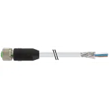 M12 female 0° A-cod. with cable shielded PVC 5x0.34 shielded gy 5m