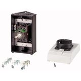 P1-25/I2H/MBS/SVB-SW Main switch, P1, 25 A, surface mounting, 3 pole, STOP function, With black rotary handle and locking ring, Lockable in the 0 (Off) position, hard knoc