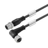 Bus line, Connecting line, M12 / M12, Number of poles: 2, 2 m, pin, straight - socket, 90&deg;, Shielded: Yes, LED: No, Sheath material: PVC, Halogen: Yes