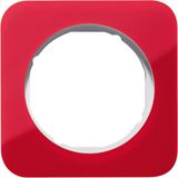 Frame 1gang, R.1, red trans./p. white glossy, acrylic