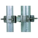 Fixing clamp for pipes D 40mm w. spacer 35mm for supp. tubes D 45-65mm