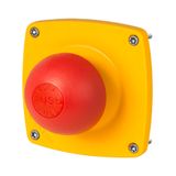 Wall-mounting emergency stop push-button 84x84, palm push-button Ø 50, big dome, pull release, red