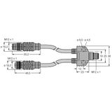 2-Way Splitter PROFIBUS Y-splitter, Fully Shielded, 12 Mbps, 2 × 0.5 m Cable Outlet   VB2-FSW/RSSW RKSW 455-0.5M-0.5M