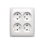 Quadruple socket outlet with earthing - IP20 version, 16A, quick connection, white