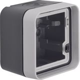 Surface-mounted lower casing 1gang with frame and cable entries W.1 gr