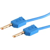 Measuring lead with (2 mm hollow plug, straight) to (2 mm hollow plug, straight), 450 mm, blue, PVC, 0.5 mm², 28.0033-04523