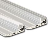 Step-on aluminum profile BL 59x22 mm silver color Whitey diffuser complete 1 m
