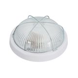 ZETA, E27, 25W, white-polypropylene, cover transparent-glass, IP44, steel cage