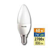 LED bulb candle 7W, E14, 2700K, CRI80, 180°, 360° 806lm