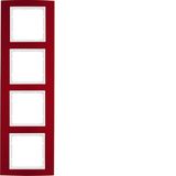 Frame 4gang, B.3, al. red/p. white matt, al. anodised