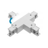 Adjustable connector T for 3-phase track, right, white