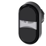 Twin pushbutton, 22 mm, round, plastic, black, black