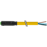 M8 female 0° A-cod. snap-in with cable PUR 3x0.25 ye +drag ch. 5m