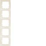 Frame with labelling field 5gang vertical S.1, white glossy