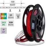 LED strip SMD5050 RGB, 60LED/m, 12W/m, DC24V, 320lm/m, IP67, 12mm, 50m