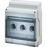 Fuse housing KV IP65, 9 mod, DII 3x25A, Tule input, +PE/N clamp (KV 9325)
