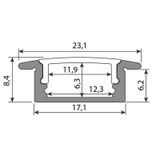 Built-in aluminum profile VO, 23x8 mm, matte diffuser, complete, 1 m