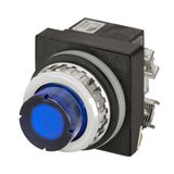 Projecting push-button, illuminated, momentary, blue, led BA9S 24V, N.O.+N.C.