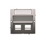 Double angled Keystone IT/telephone socket cover with descriptive field, (cover), Inox, metallized
