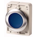 M30I-FDL-B-SP Illuminated pushbutton actuator, RMQ-Titan, flat, momentary, Blue, blank, Front ring stainless steel