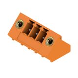 PCB plug-in connector, male header, Flange, THT solder connection, 3.81 mm, Number of poles: 3, 135°, Solder pin length (l): 3.2 mm, tinned, orange, Box
