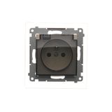 IP44 single socket outlet - with Premium frame seal - transparent flap, (module), 16A, 250V, Screw, cream white/electro white