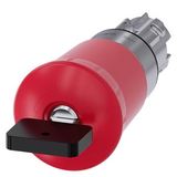 EMERGENCY-STOP mushroom pushbutton, 22 mm, round, metal, shiny, red, 40 mm, with Siemens lock, C,