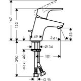 Focus 70 sink mixer with pop-up, chrome