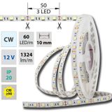 LED strip SMD5050 CW, 60LED/m, 14,4W/m, DC 12V, 1515lm/m, IP20, 10mm, 50m