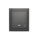 Splash-proof illuminated push button with "bell" symbol, 10AX, black matt