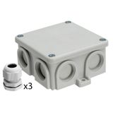 K76, bakelite junction box, colour-grey, IP54, 500V, 7 entrances, with 3xPG16 cable glands