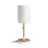 KEITH/RON 15/20 table with USB Polycotton white/beech 230V LED E27 15W