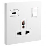 Galion 1 gang multistandard switched - with USB C 18W charger