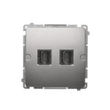 HDMI double socket, satin, metallized