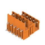 PCB plug-in connector, male header, open side, THT solder connection, 5.08 mm, Number of poles: 10, 90°, Solder pin length (l): 3.2 mm, tinned, orange, Box