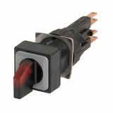 Q18LWK3-RT/WB Illuminated selector switch actuator, momentary, 45° 45°, 18 — 18 mm, 3 positions, With thumb-grip, red, with VS anti-rotation tab, with filament bulb