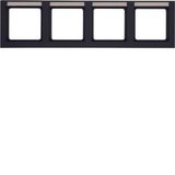 Frame 4gang horizontal, labelling field, Q.3, anthracite velvety