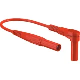 Measuring lead with (test probe, straight) to (4 mm plug, spring-loaded, angled), 1.5 m, red, silicone, 1.0 mm², CAT II, 66.9007-15022