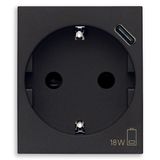 2P+E 16A DE SICURY outlet +USBC 15 black