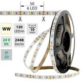LED strip SMD2835 WW, 120LED/m, 28,8W/m, 2448lm/m, IP20, DC 24V, 10mm, 5m