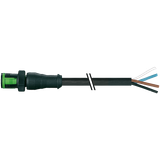 MQ12 male 0° A-cod. with cable PUR 3x0.34 bk UL/CSA+drag ch. 5m