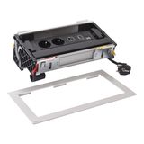 FLIP UP 8 modules METAL equipped with 2 sockets 2P+E SCH + 1xRJ45 CAT6 UTP 1mod + 1xHDMI + 1xUSB type A+C with 2m cord